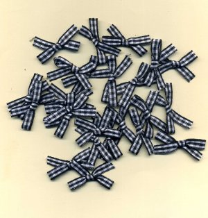 Gingham Fabric Ribbon Bows x 24 - Black - KPP081